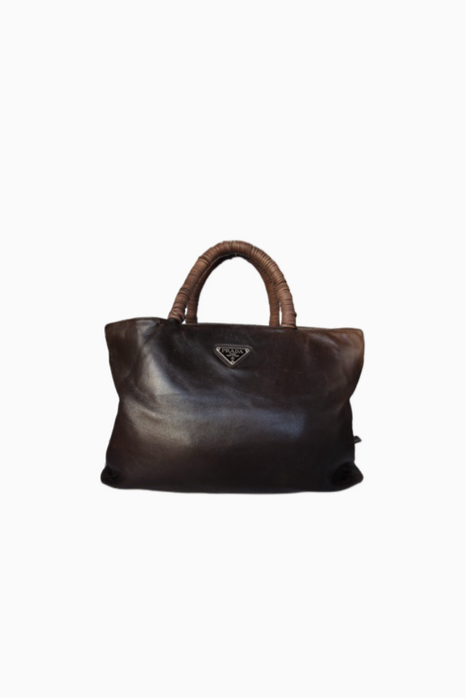 PRADA LEATHER TOTE BAG