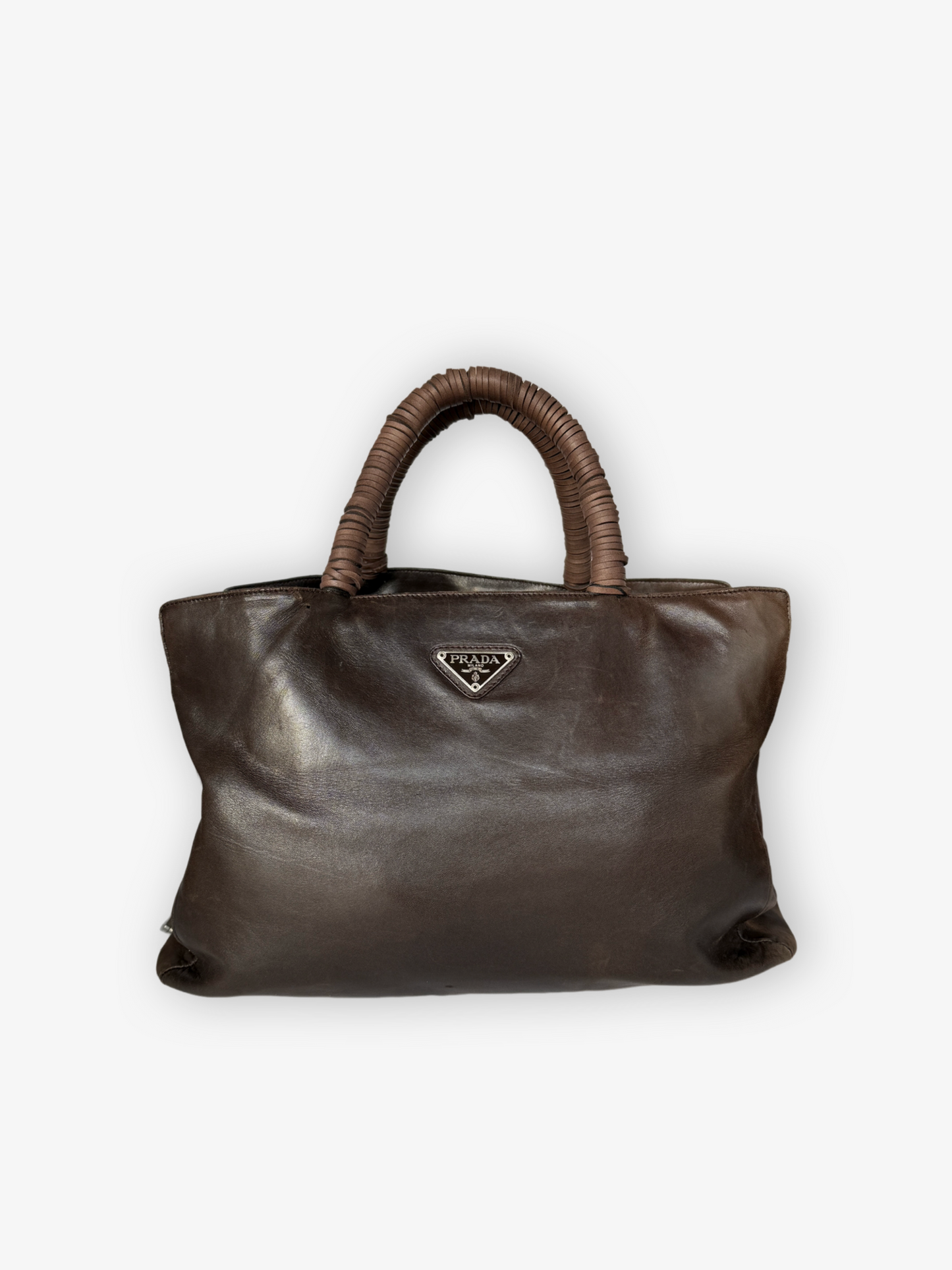 PRADA LEATHER TOTE BAG